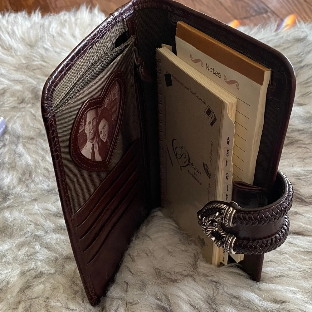 Brighton Brown Crocodile Embossed business organizer/Wallet with Silver Buckle - Picture 2 of 15